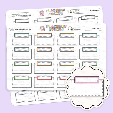 Stitched Half Box Planner Stickers
