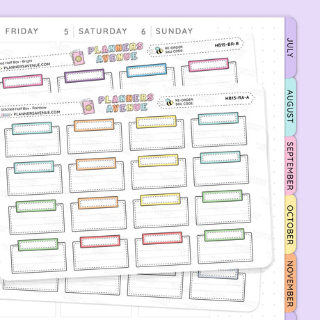 Stitched Half Box Planner Stickers