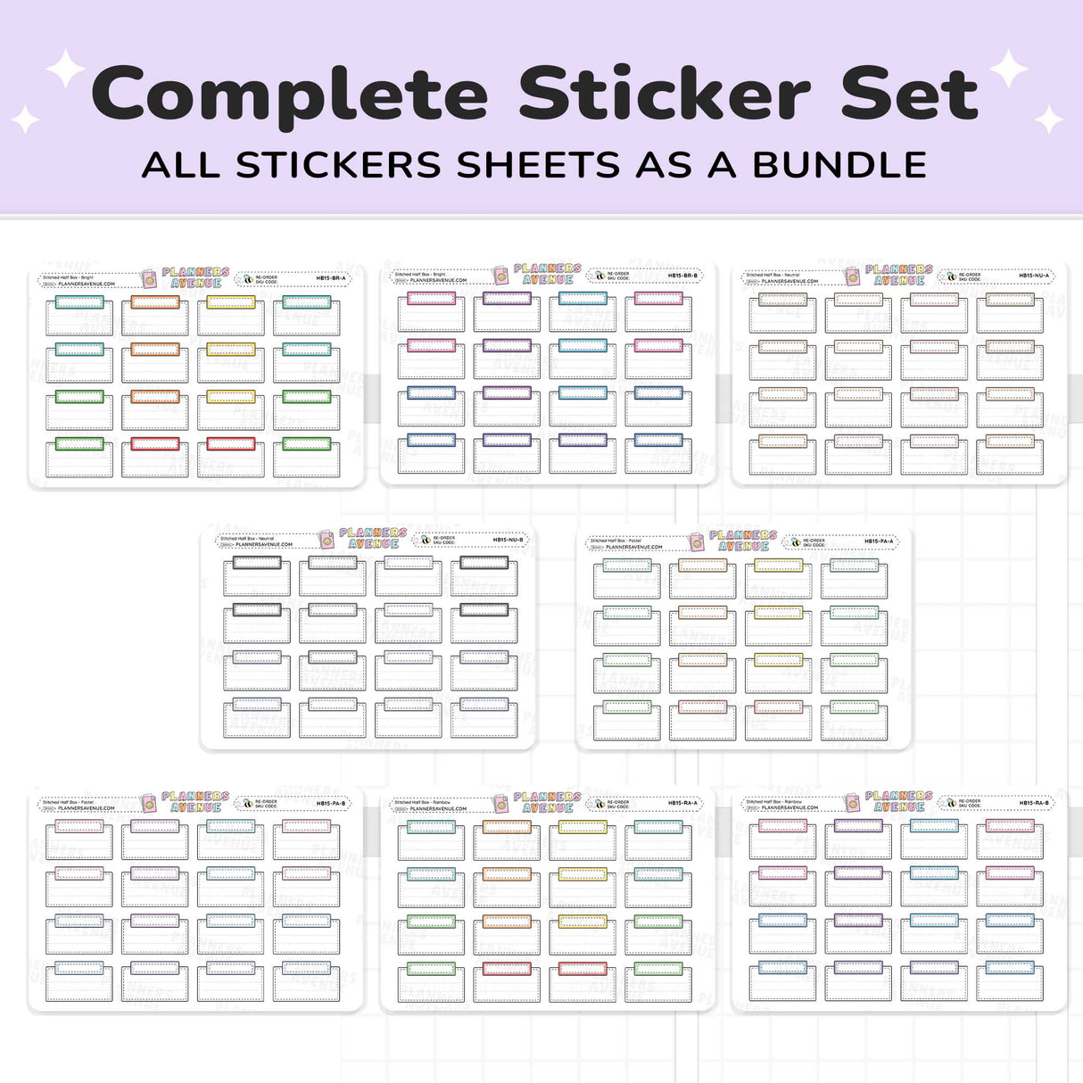 Stitched Half Box Planner Stickers