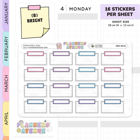 Stitched Half Box Planner Stickers