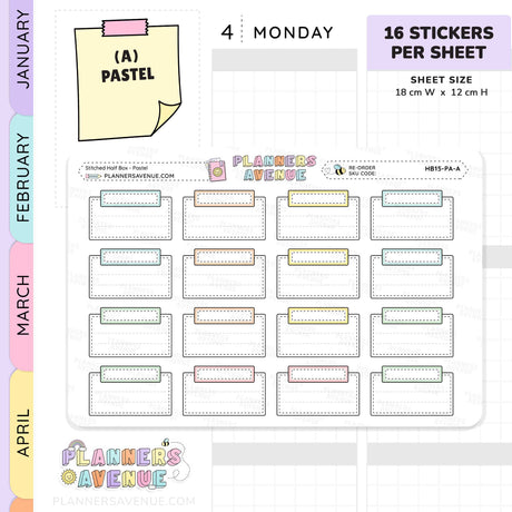 Stitched Half Box Planner Stickers