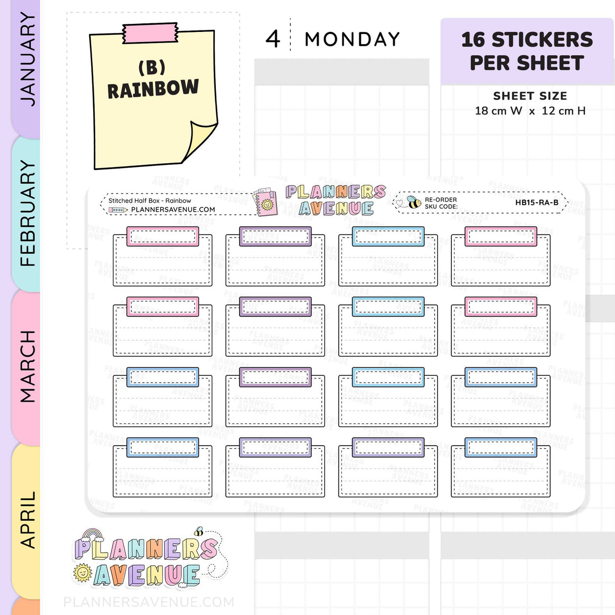 Stitched Half Box Planner Stickers