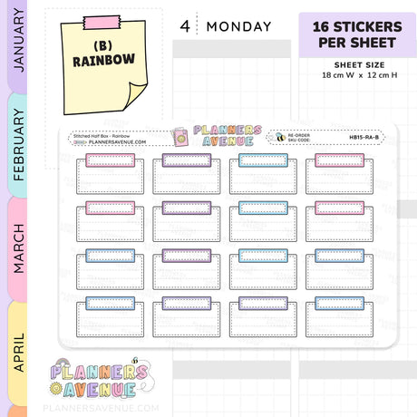 Stitched Half Box Planner Stickers