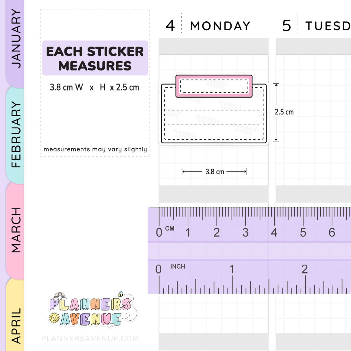 Stitched Half Box Planner Stickers