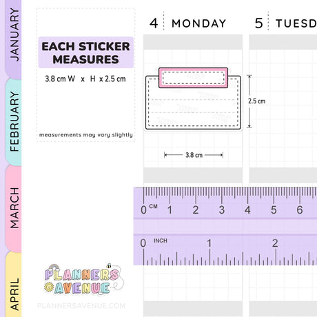 Stitched Half Box Planner Stickers