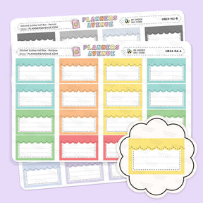 Stitched Scallop Half Box Planner Stickers