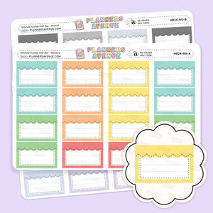 Stitched Scallop Half Box Planner Stickers