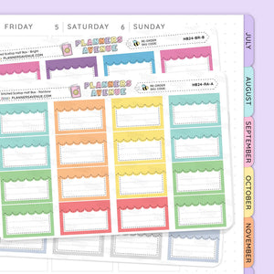 Stitched Scallop Half Box Planner Stickers