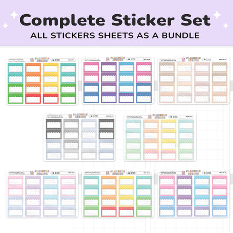 Stitched Scallop Half Box Planner Stickers