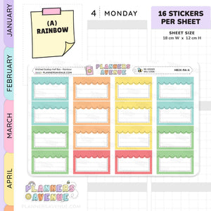 Stitched Scallop Half Box Planner Stickers