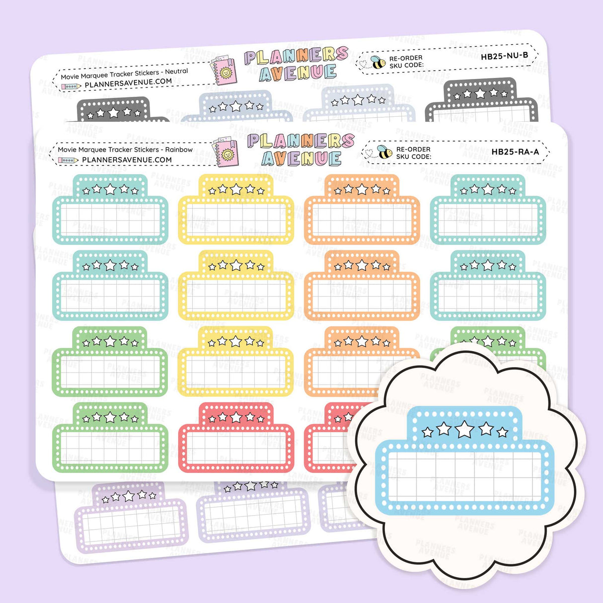 Movie Marquee Tracker Planner Stickers