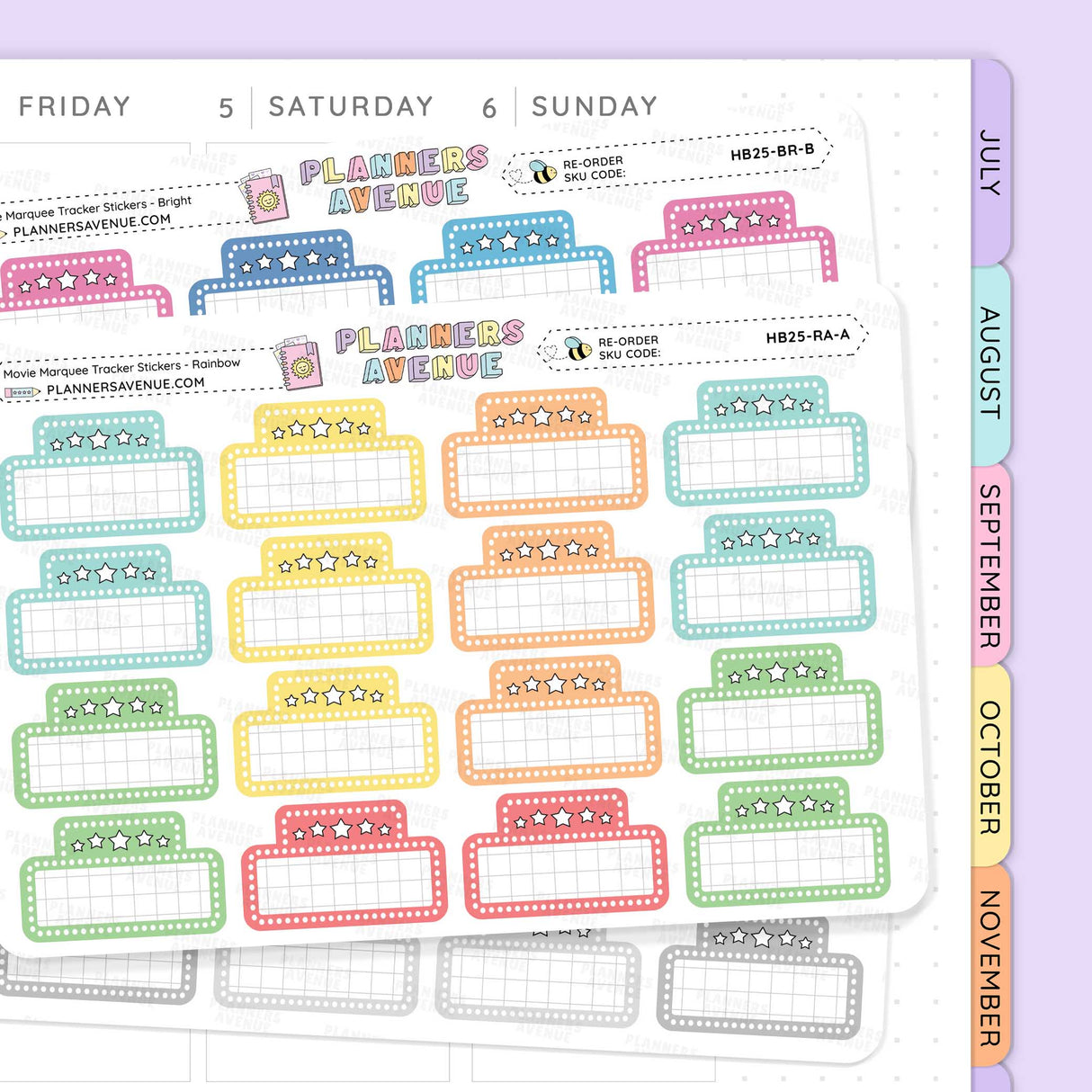 Movie Marquee Tracker Planner Stickers