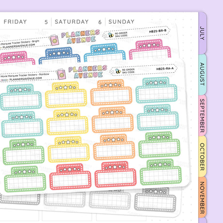 Movie Marquee Tracker Planner Stickers