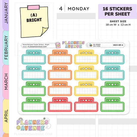 Movie Marquee Tracker Planner Stickers