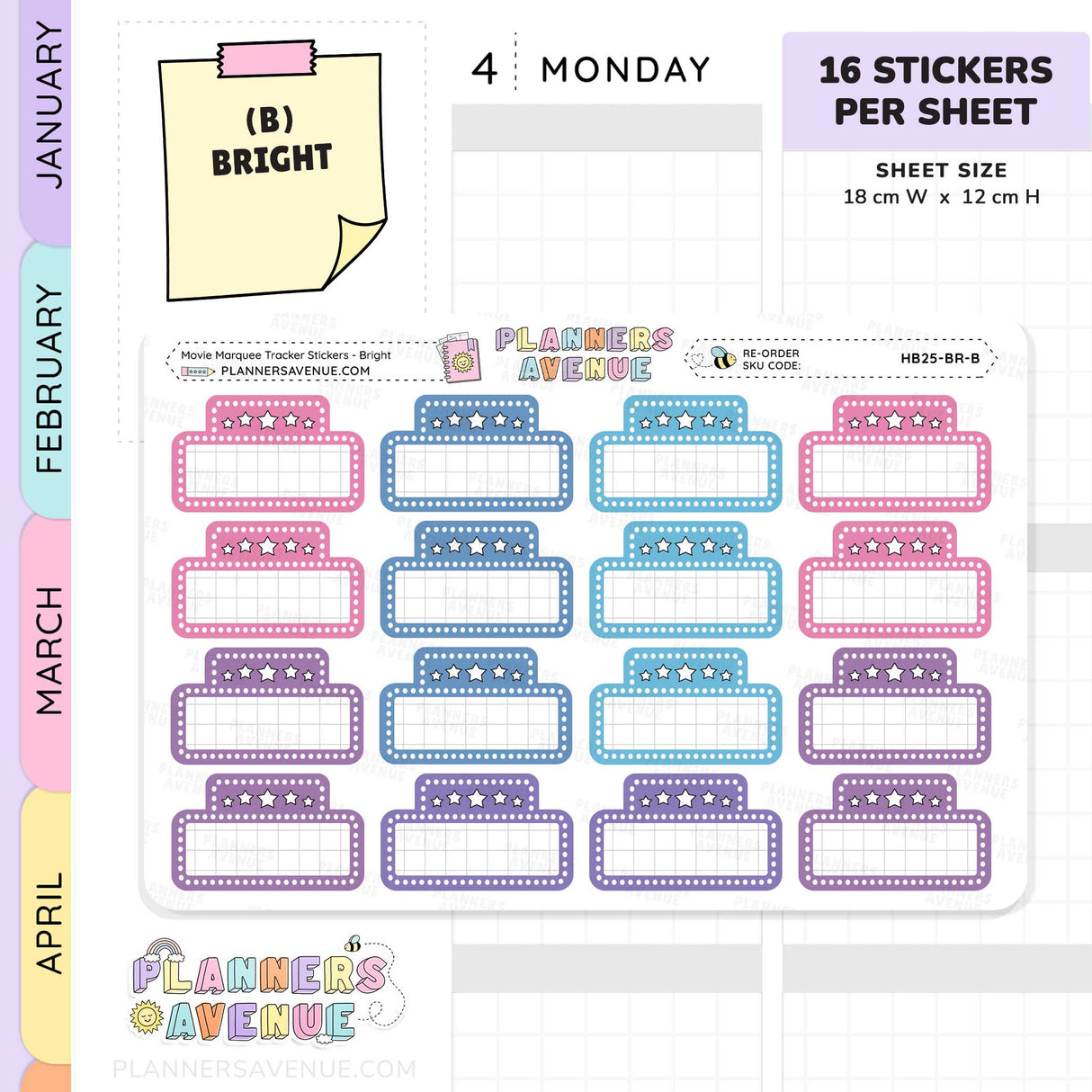 Movie Marquee Tracker Planner Stickers