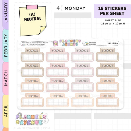 Movie Marquee Tracker Planner Stickers