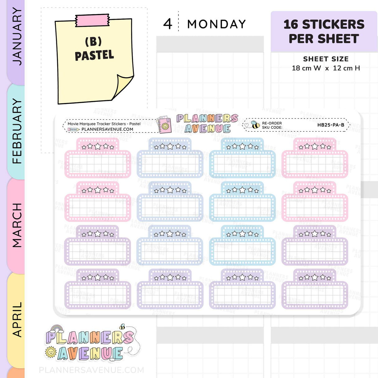Movie Marquee Tracker Planner Stickers