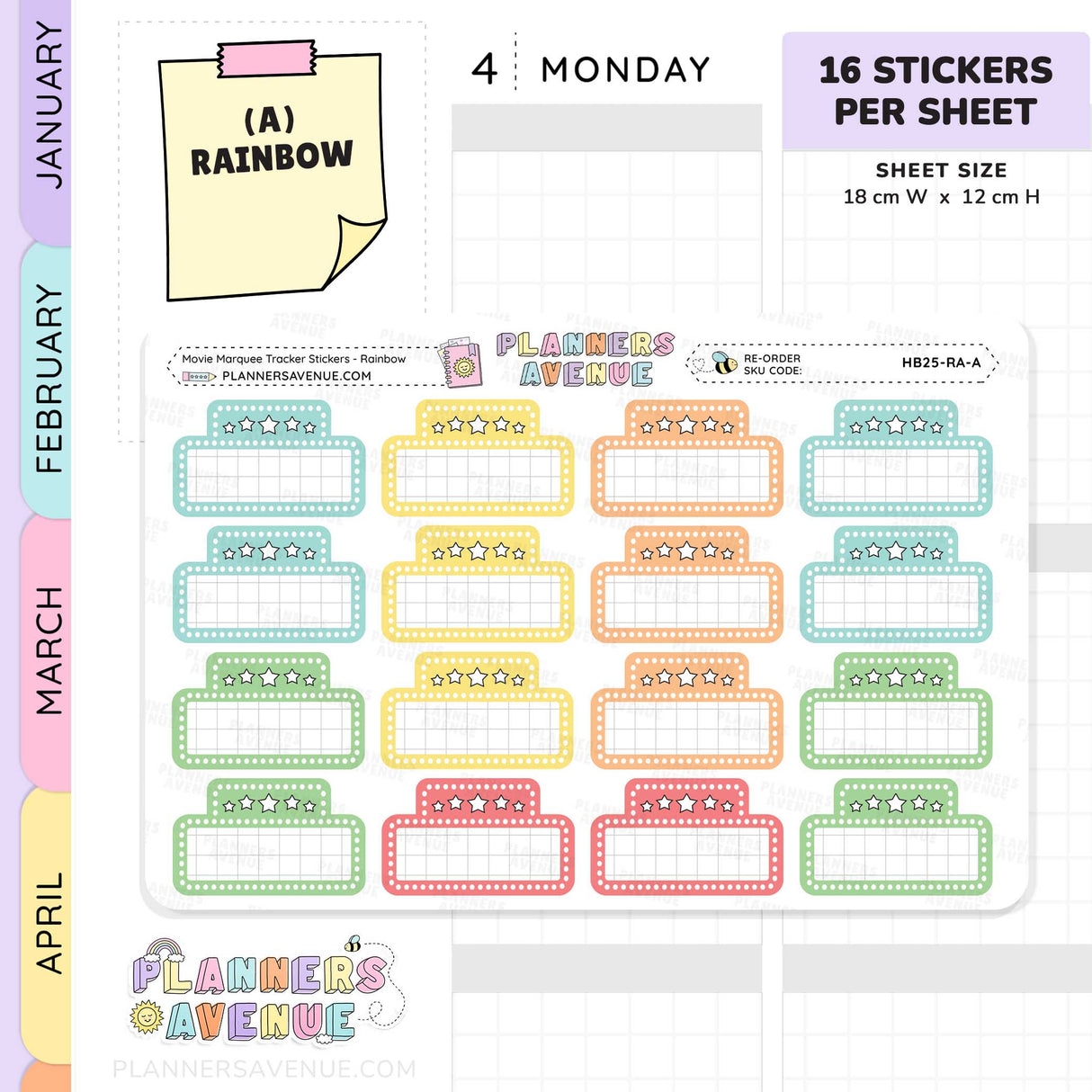 Movie Marquee Tracker Planner Stickers