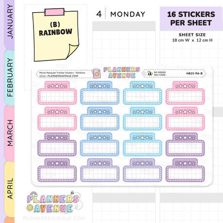 Movie Marquee Tracker Planner Stickers