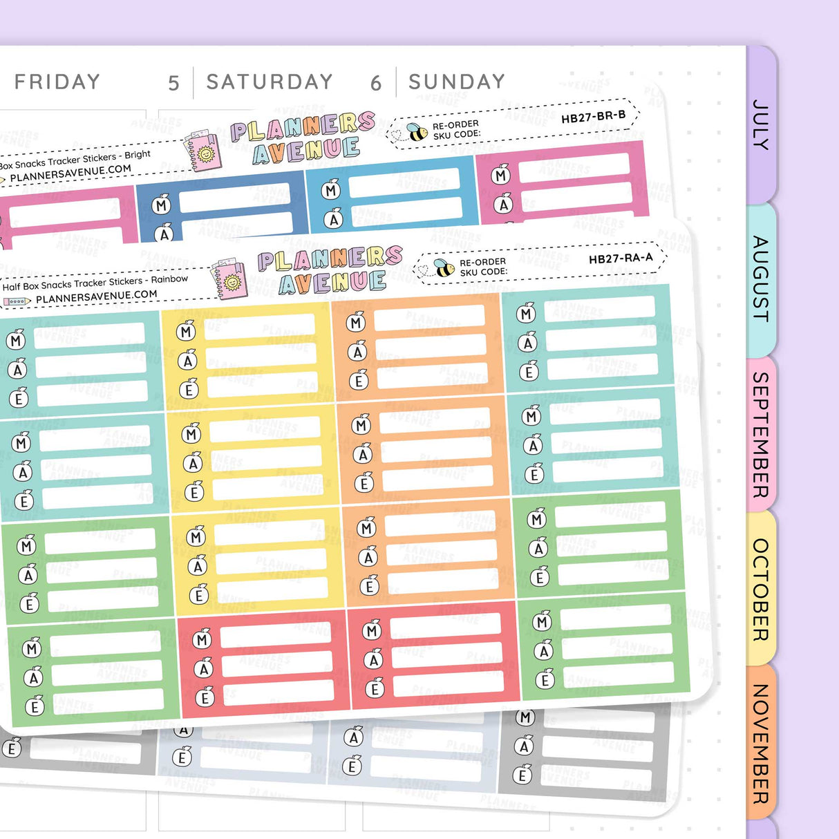 Snack Meal Plan Tracker Stickers
