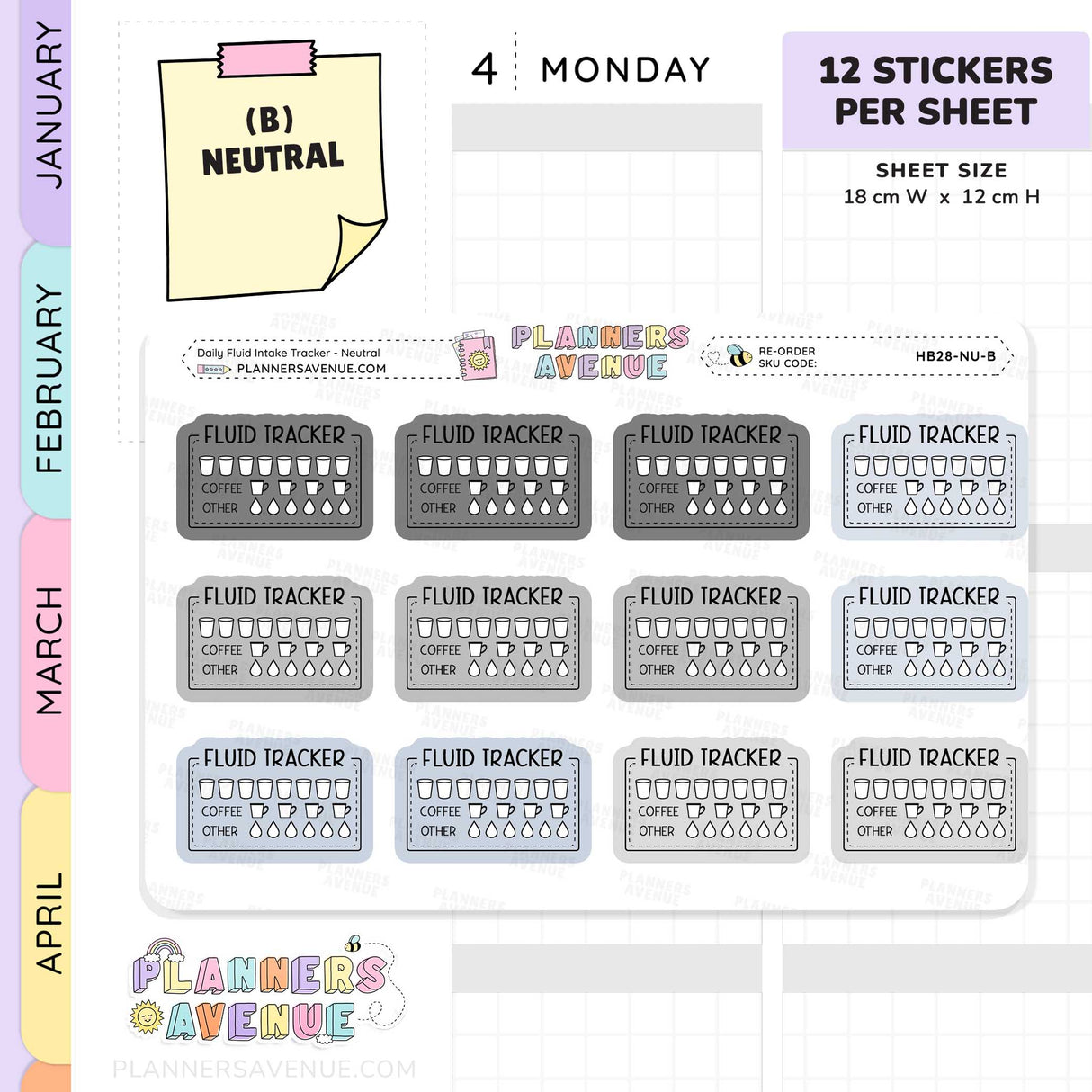 Hydration Intake Tracker Stickers