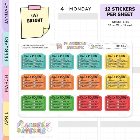 Daily Routine Planner Stickers - Checklist Box