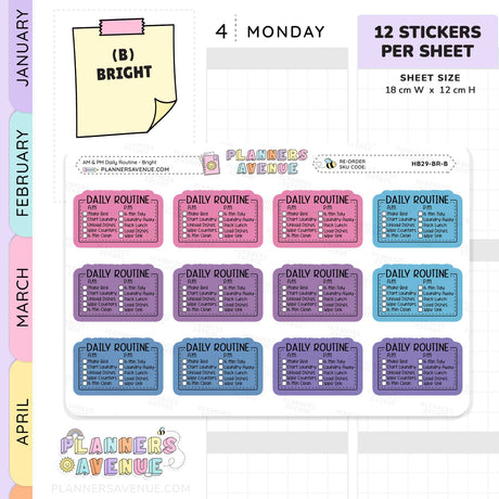 Daily Routine Planner Stickers - Checklist Box
