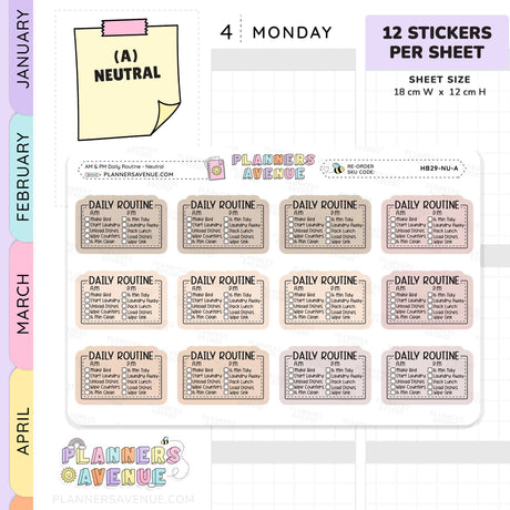 Daily Routine Planner Stickers - Checklist Box