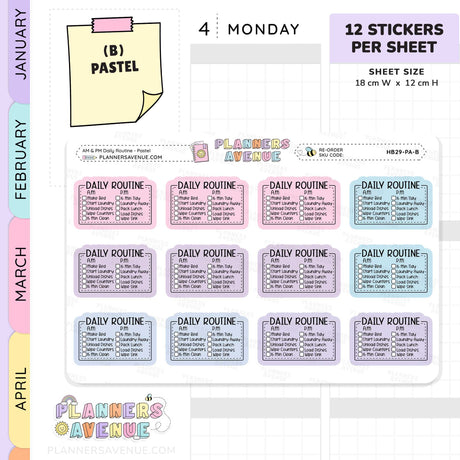 Daily Routine Planner Stickers - Checklist Box