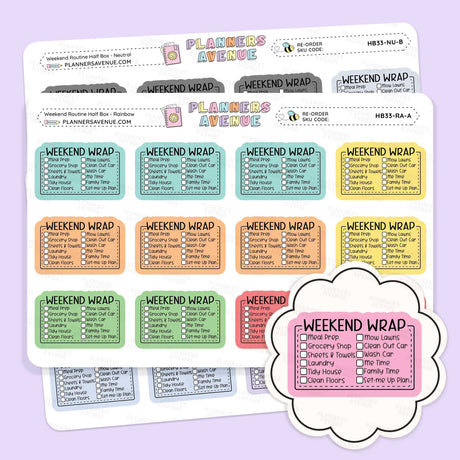 Weekend Routine Script Box Planner Stickers