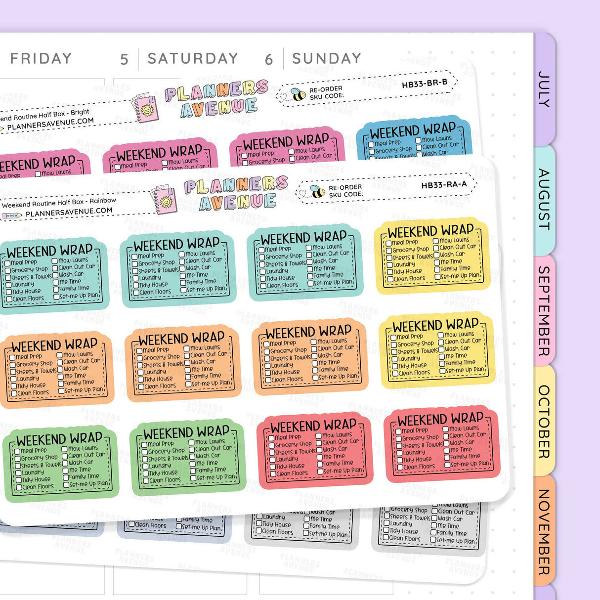 Weekend Routine Planner Stickers - Checklist Box