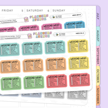 Weekend Routine Planner Stickers - Checklist Box