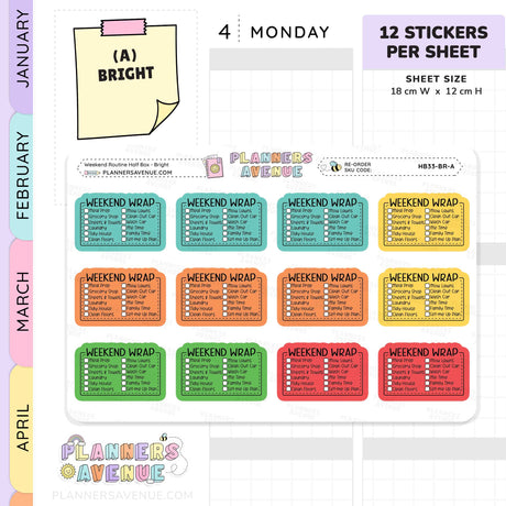 Weekend Routine Planner Stickers - Checklist Box