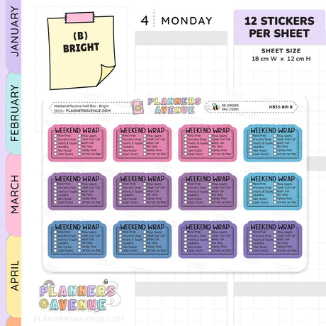 Weekend Routine Planner Stickers - Checklist Box