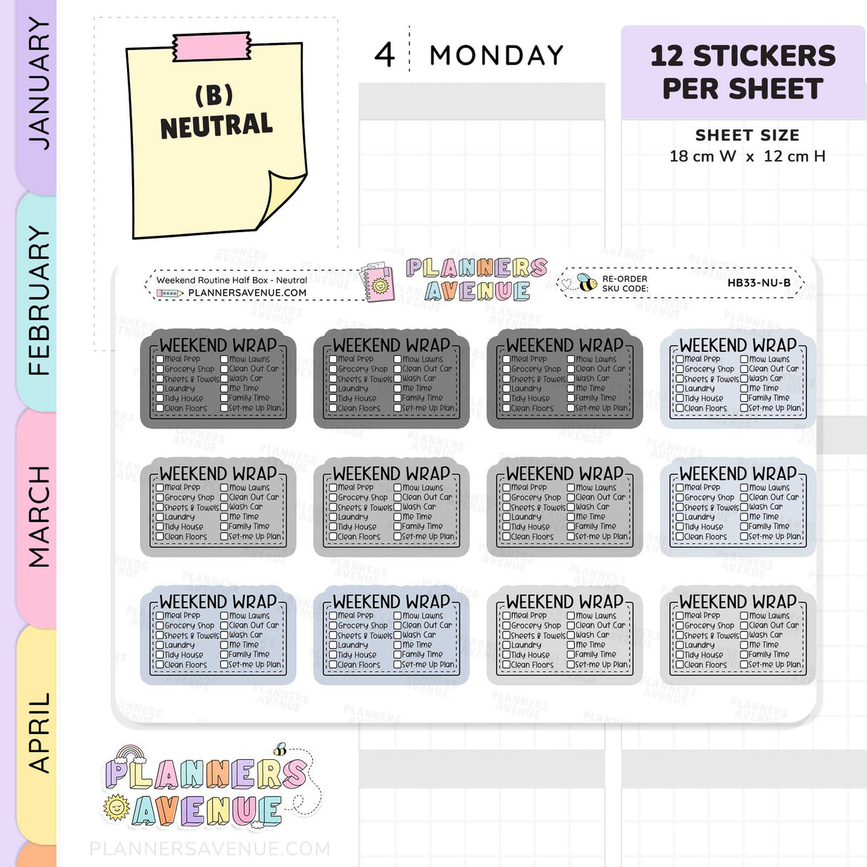 Weekend Routine Planner Stickers - Checklist Box
