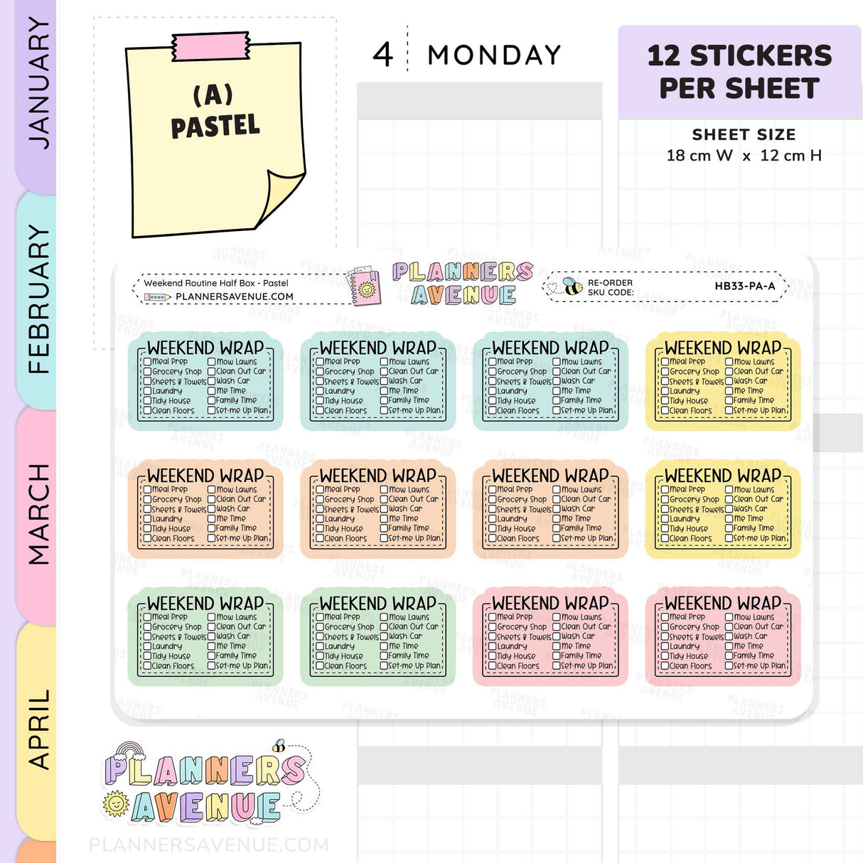 Weekend Routine Planner Stickers - Checklist Box