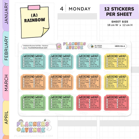 Weekend Routine Planner Stickers - Checklist Box