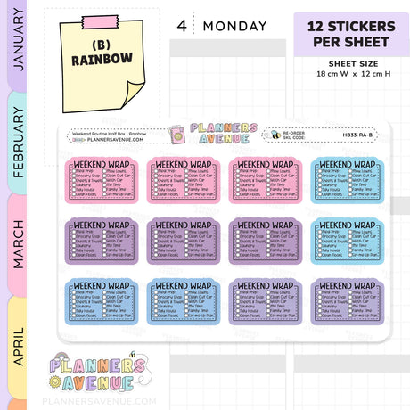 Weekend Routine Planner Stickers - Checklist Box