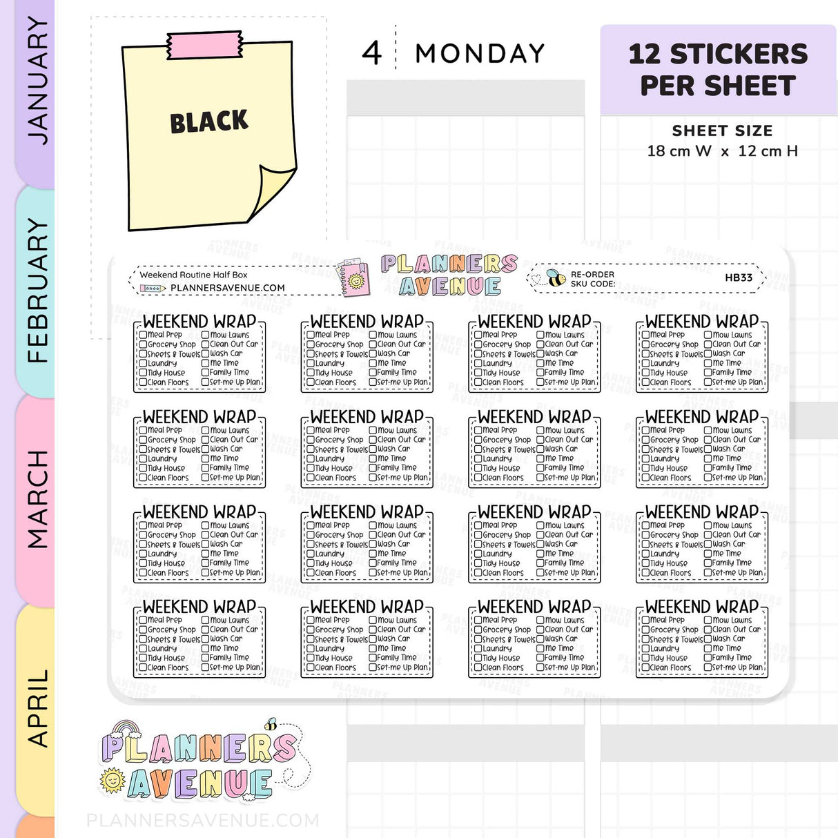 Weekend Routine Planner Stickers - Checklist Box