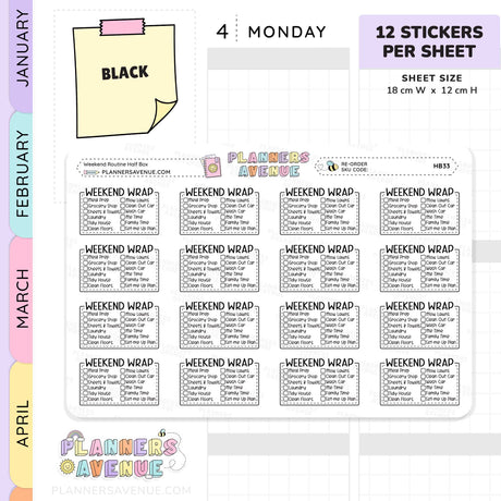 Weekend Routine Planner Stickers - Checklist Box