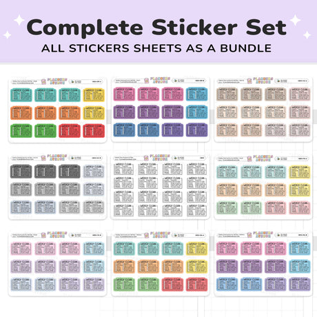 Weekly Cleaning Planner Stickers - Checklist Box