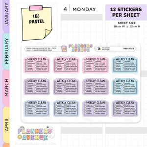 Weekly Cleaning Planner Stickers - Checklist Box