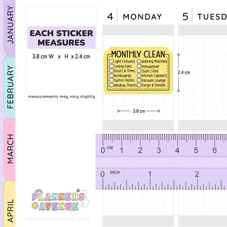 Monthly Cleaning Planner Stickers - Checklist Box