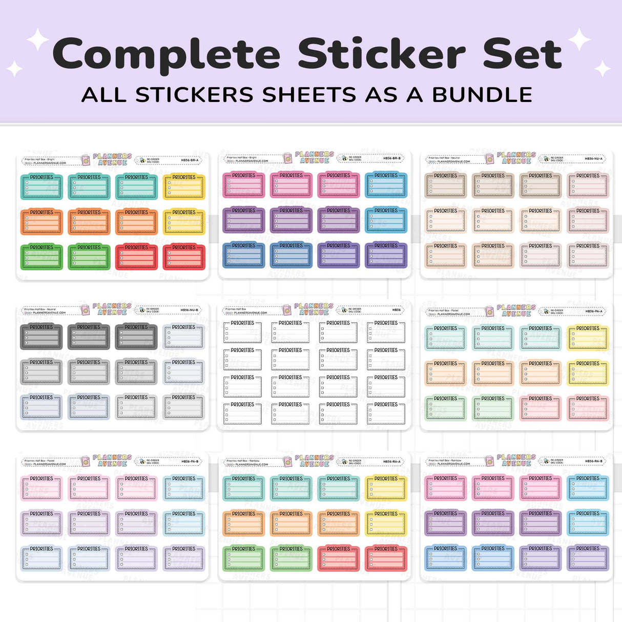 Priorities Planner Stickers - Checklist Box