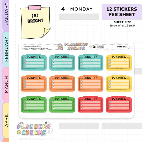 Priorities Planner Stickers - Checklist Box