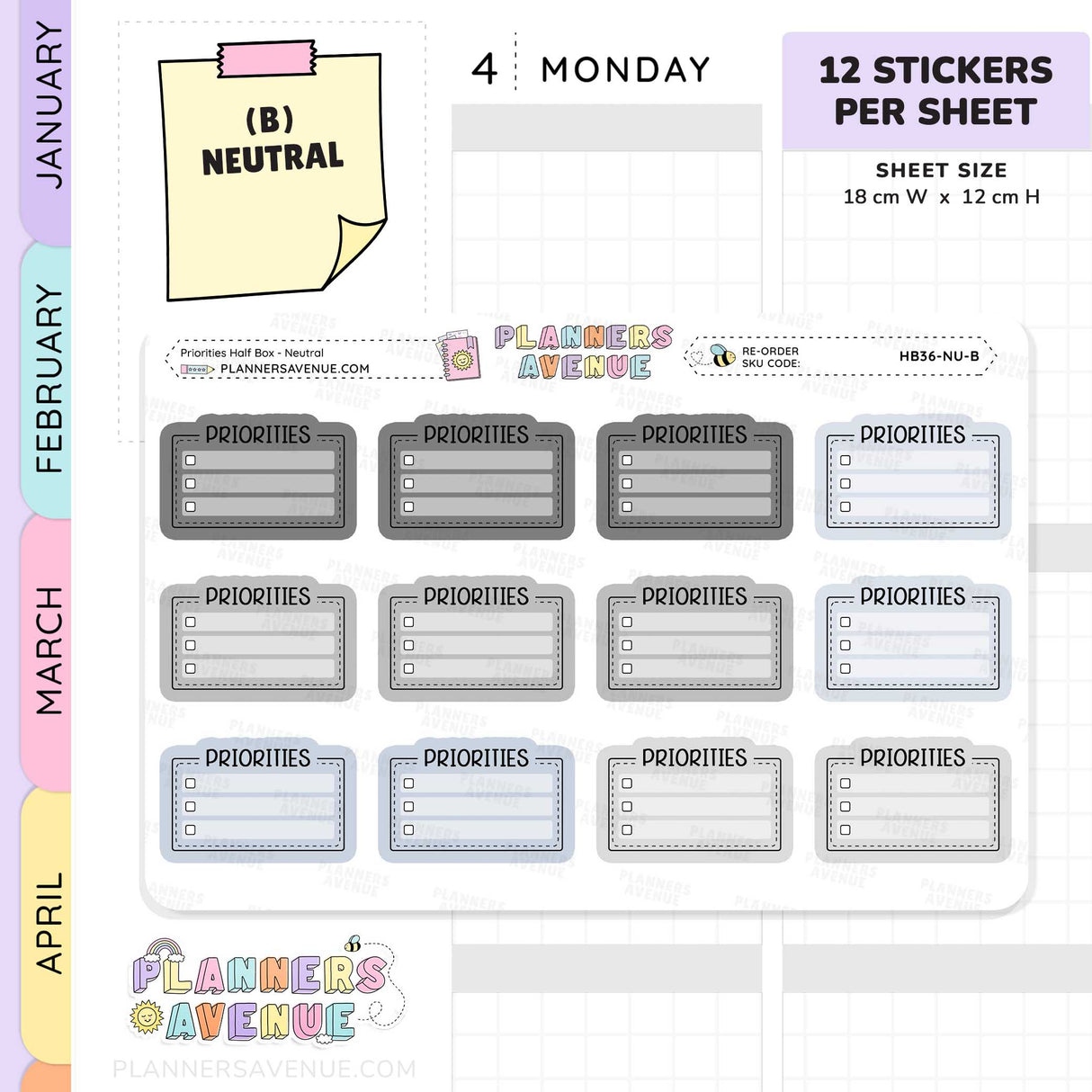 Priorities Planner Stickers - Checklist Box