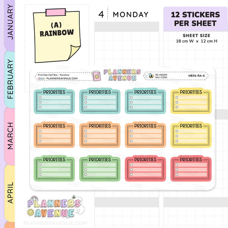 Priorities Planner Stickers - Checklist Box