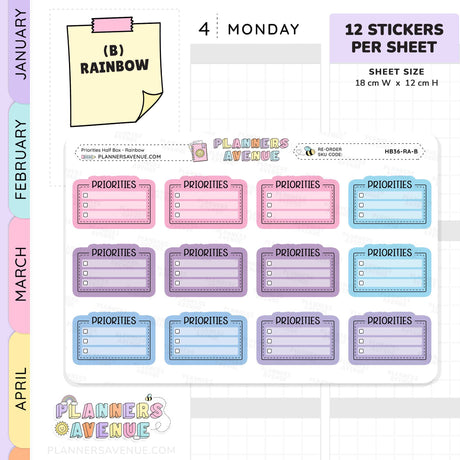 Priorities Planner Stickers - Checklist Box