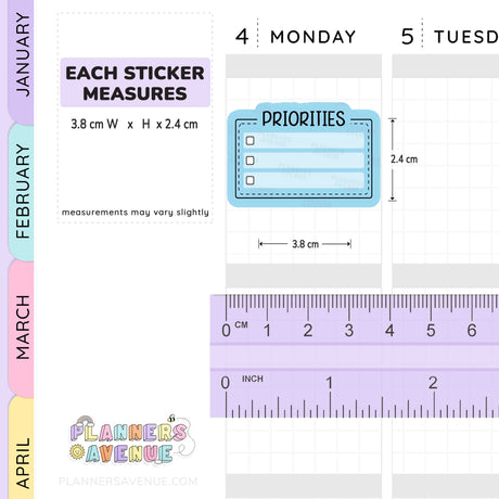 Priorities Planner Stickers - Checklist Box