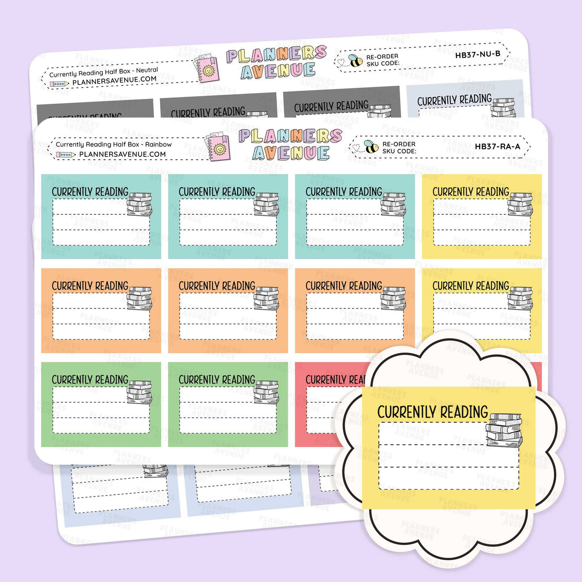Currently Reading Planner Stickers - Half Box